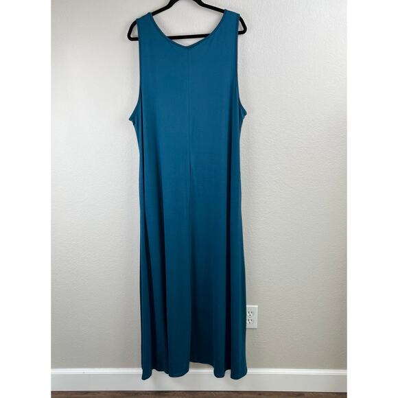 24seven Teal Blue Sleeveless Scoop Neck Tank Long Casual Maxi Dress Plus 3X NWT - Picture 15 of 15